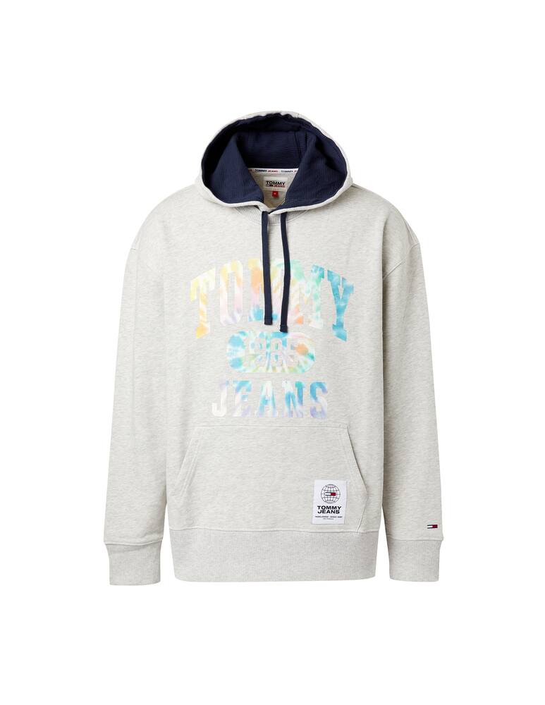 rinascente Tommy Jeans Felpa con cappuccio tie dye logo college - grigio