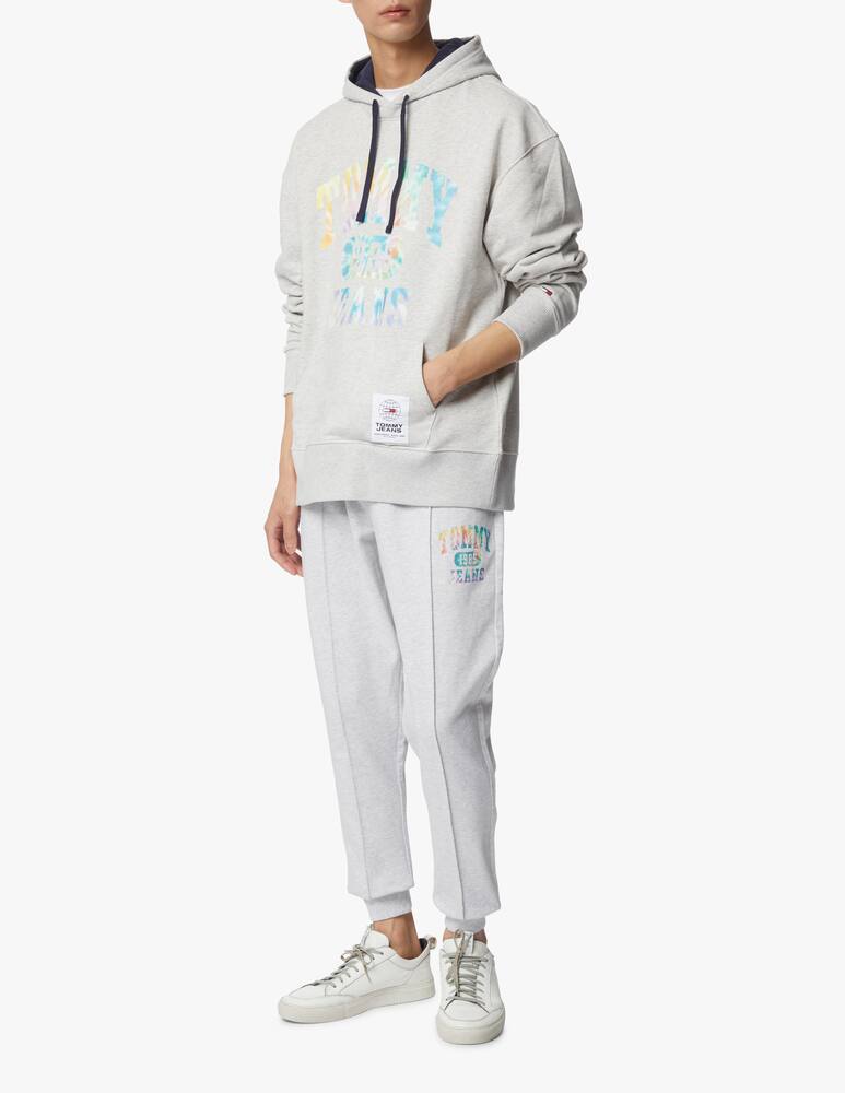 rinascente Tommy Jeans Felpa con cappuccio tie dye logo college - grigio