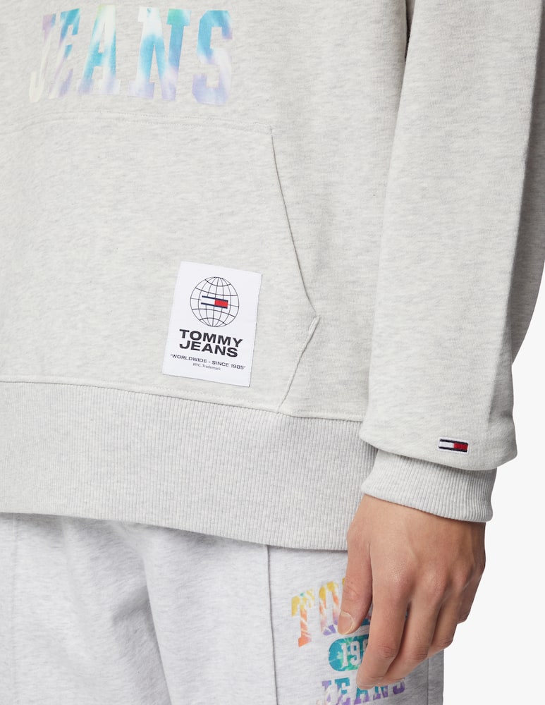 rinascente Tommy Jeans Felpa con cappuccio tie dye logo college - grigio