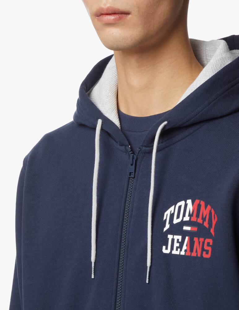 rinascente Tommy Jeans Felpa con cappuccio fzip logo college - blu