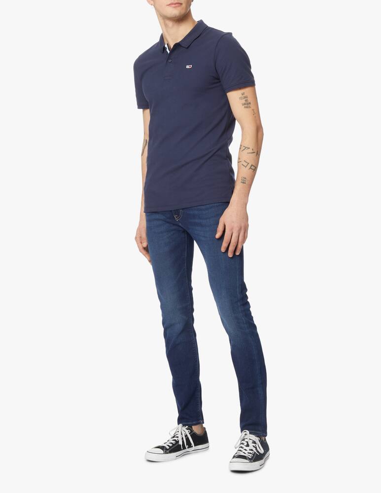 rinascente Tommy Jeans Tricolor stretch polo - blue