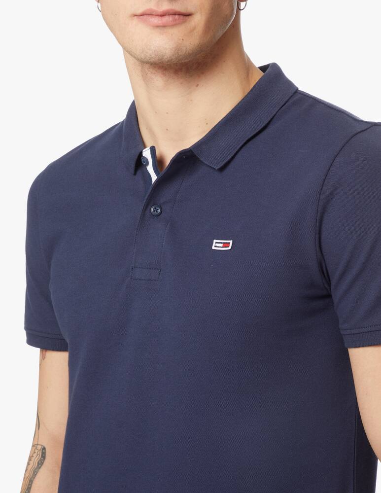 rinascente Tommy Jeans Tricolor stretch polo - blue