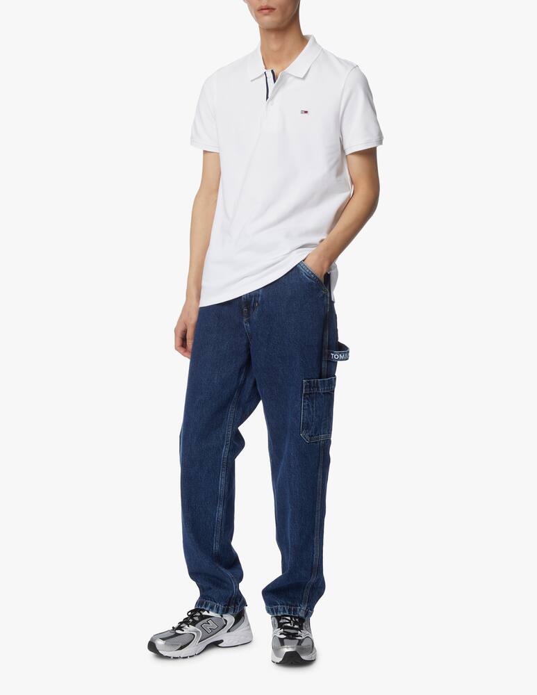 rinascente Tommy Jeans Polo manica corta tu stretch tricolor - bianco