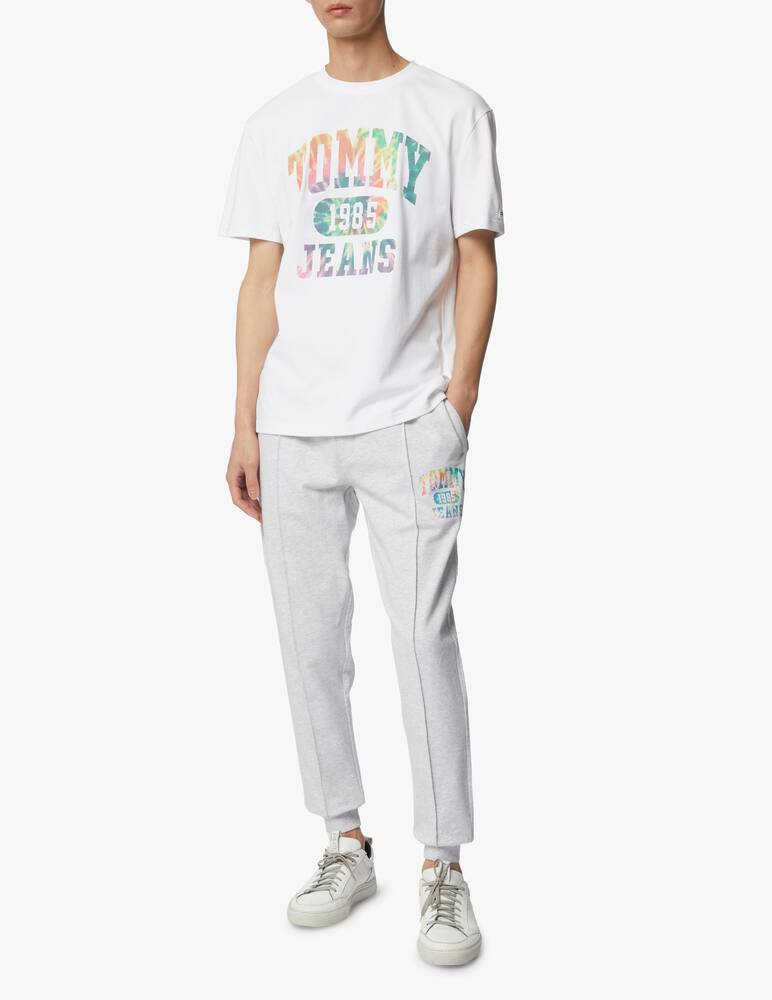 rinascente Tommy Jeans Maglietta tie dye logo college lavata - bianco