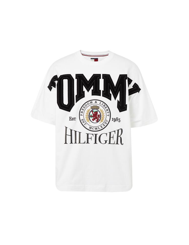 rinascente Tommy Hilfiger Maglietta girocollo logo satin festive - bianco