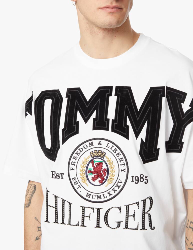 rinascente Tommy Hilfiger Maglietta girocollo logo satin festive - bianco