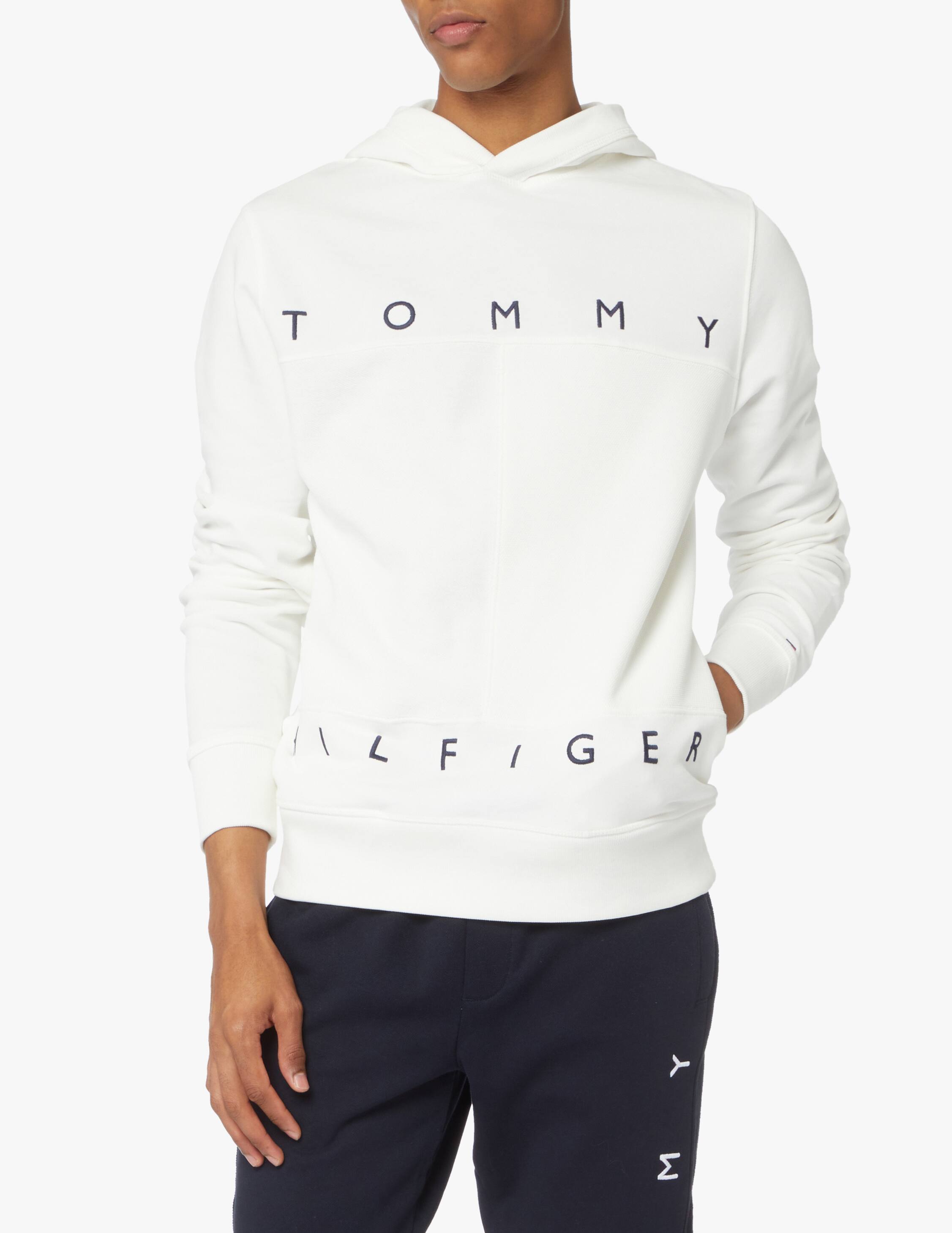 Tommy Hilfiger Felpa con cappuccio bandiera larga - bianco - Rinascente.it