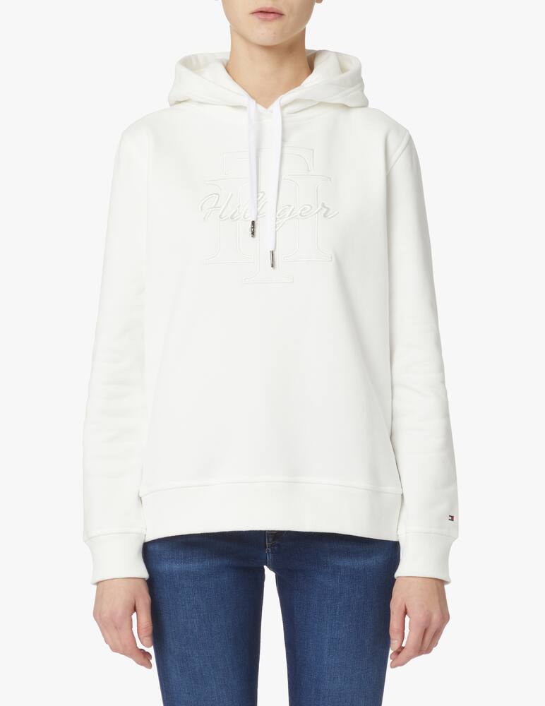 rinascente Tommy Hilfiger Felpa in cotone con cappuccio con logo - bianco