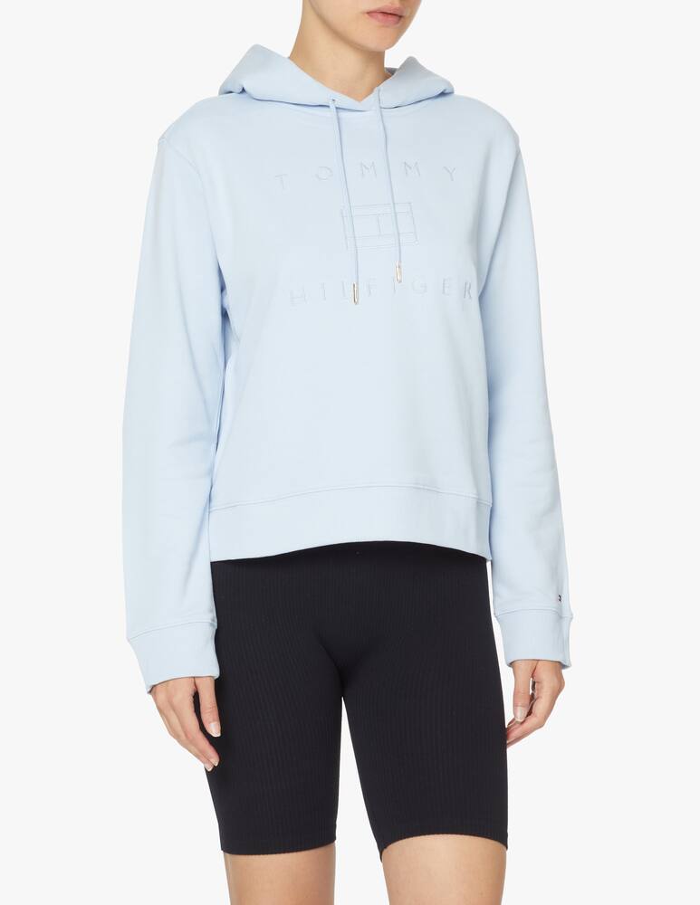 Tommy Hilfiger Cotton sweatshirt with metallic logo - light blue - picture 1 Tommy Hilfiger Cotton sweatshirt with metallic logo - light blue - picture 1