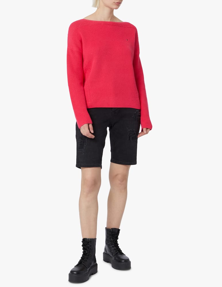 rinascente Tommy Hilfiger Cotton jumper with english rib and boat neckline - pink