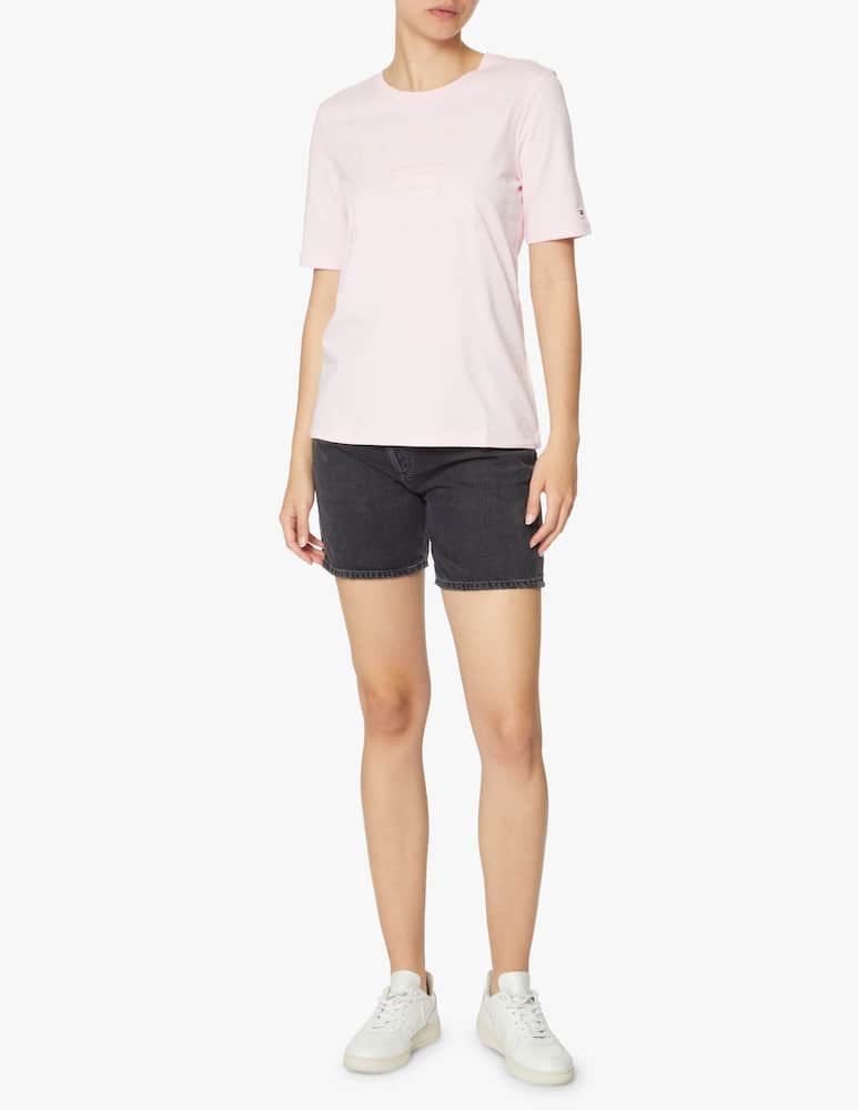 rinascente Tommy Hilfiger T-shirt in cotone con logo grande metallico - rosa