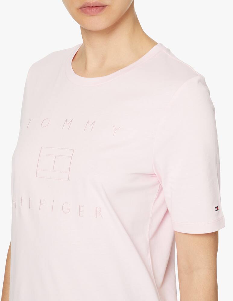 rinascente Tommy Hilfiger T-shirt in cotone con logo grande metallico - rosa
