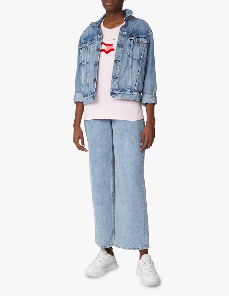 rinascente Tommy Hilfiger Cotton t-shirt with embroidered flag - pink