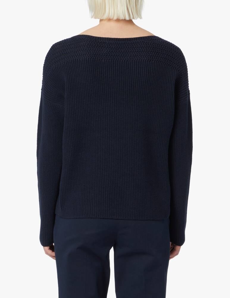 rinascente Tommy Hilfiger Maglia  in cotone con costa inglese e scollo a barca - blu