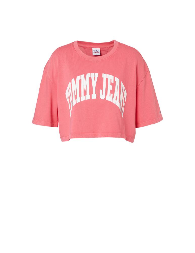 rinascente Tommy Jeans T-shirt crop in cotone - rosa