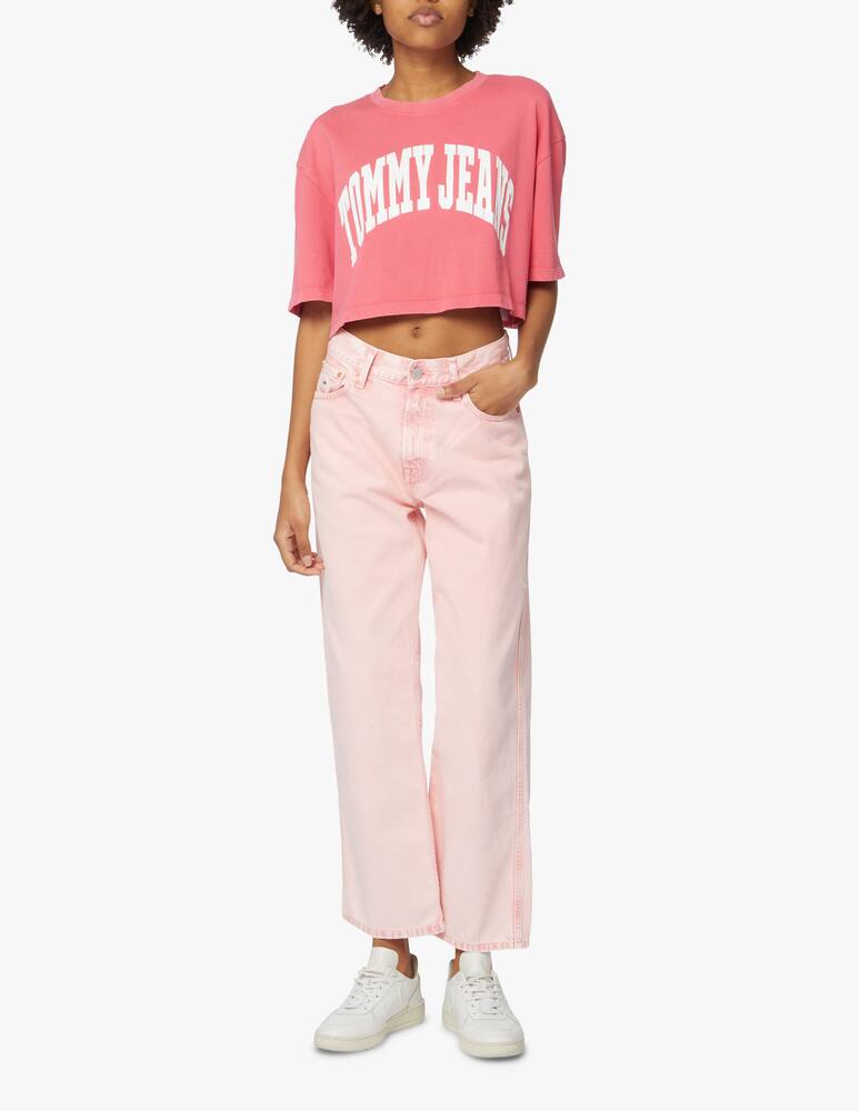 rinascente Tommy Jeans T-shirt crop in cotone - rosa