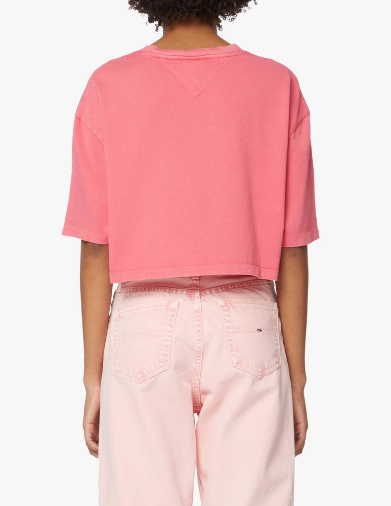 rinascente Tommy Jeans T-shirt crop in cotone - rosa