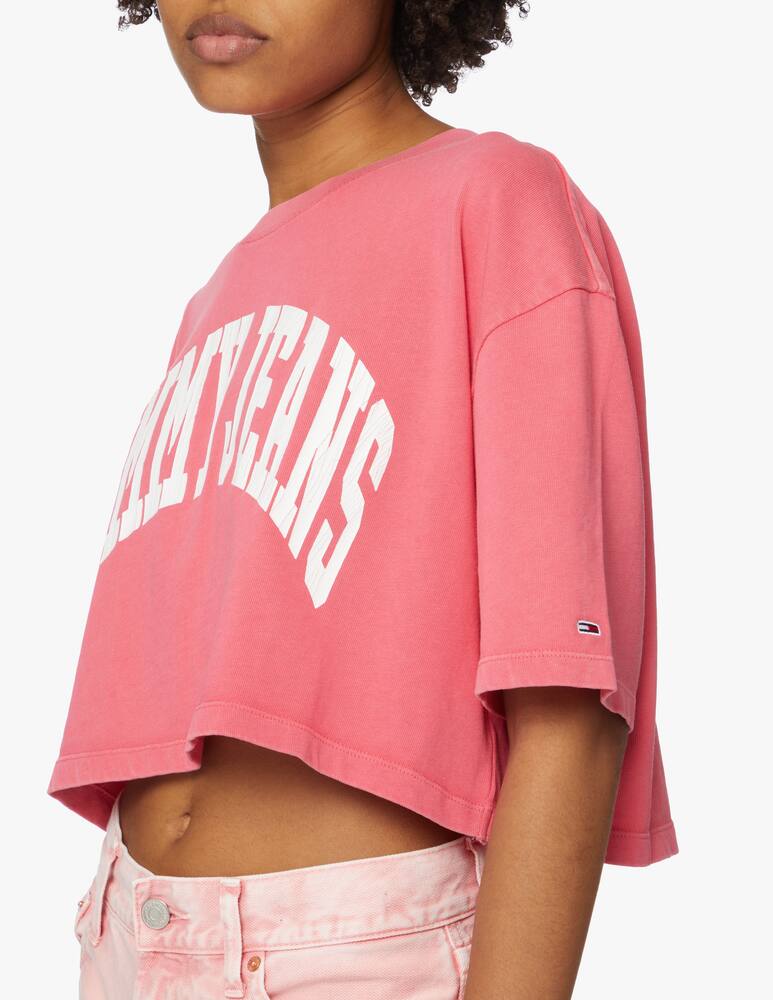 rinascente Tommy Jeans T-shirt crop in cotone - rosa
