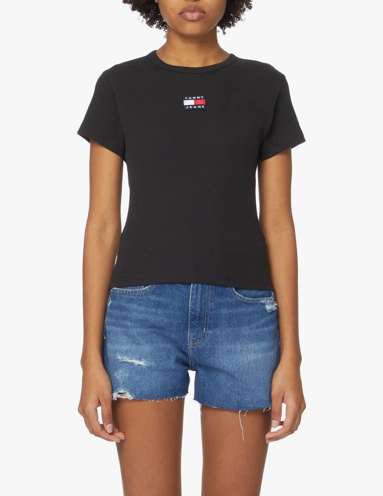 rinascente Tommy Jeans T-shirt crop in cotone - nero