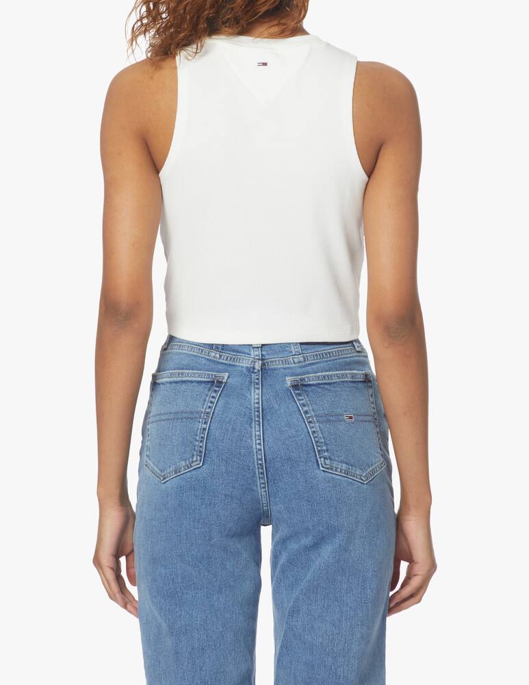 rinascente Tommy Jeans Top in cotone con logo - bianco