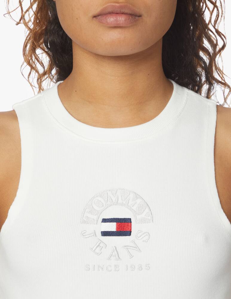 rinascente Tommy Jeans Top in cotone con logo - bianco