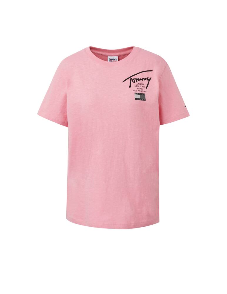 rinascente Tommy Jeans T-shirt in cotone con logo - rosa
