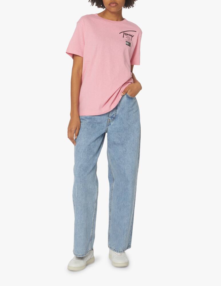 rinascente Tommy Jeans T-shirt in cotone con logo - rosa