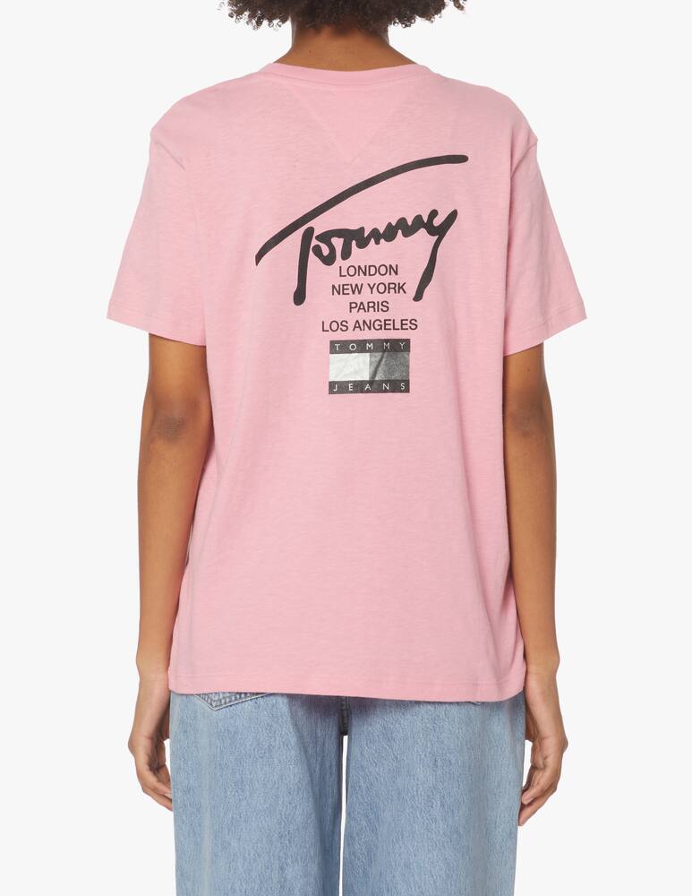 rinascente Tommy Jeans T-shirt in cotone con logo - rosa