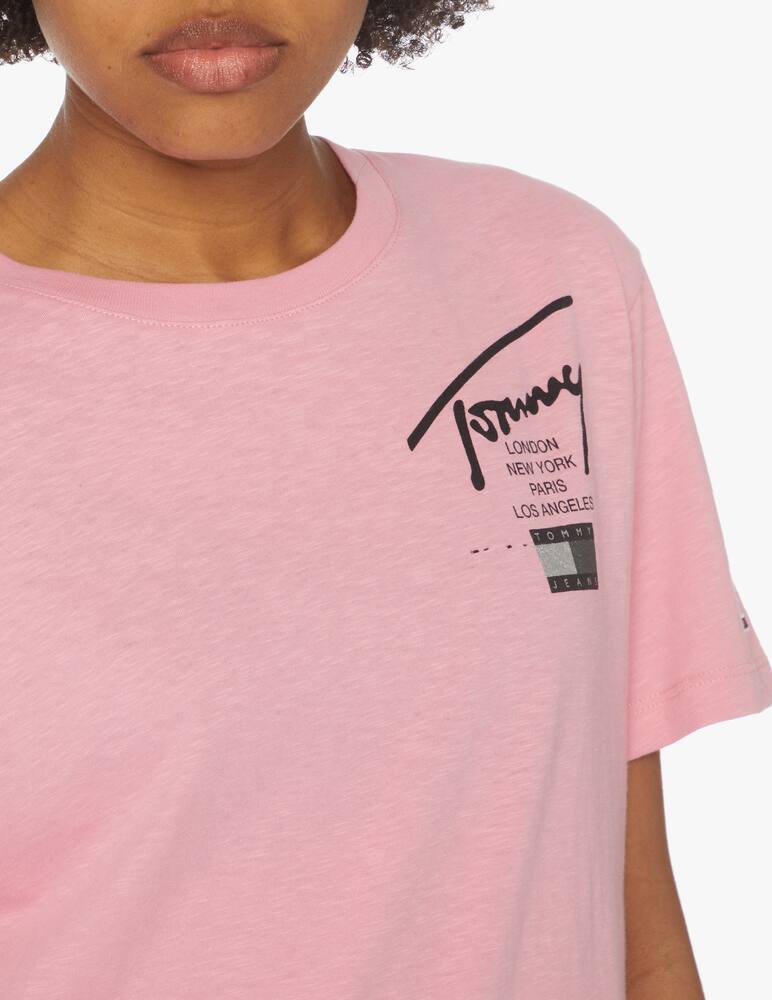 rinascente Tommy Jeans T-shirt in cotone con logo - rosa