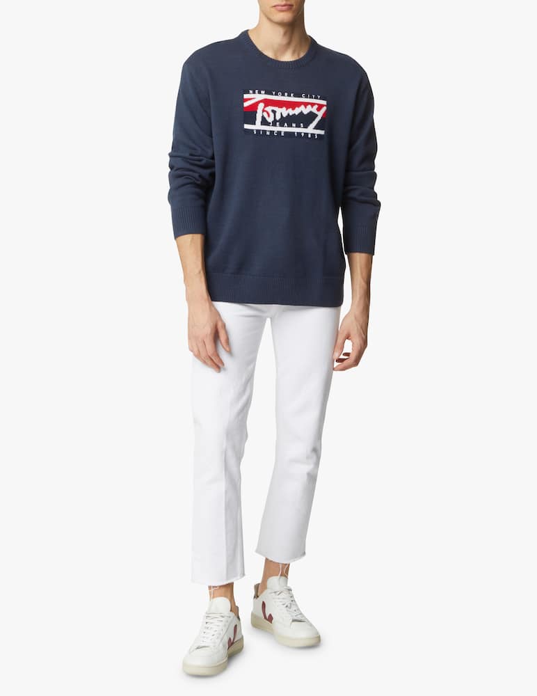 rinascente Tommy Jeans Tommy signature logo sweater - blue