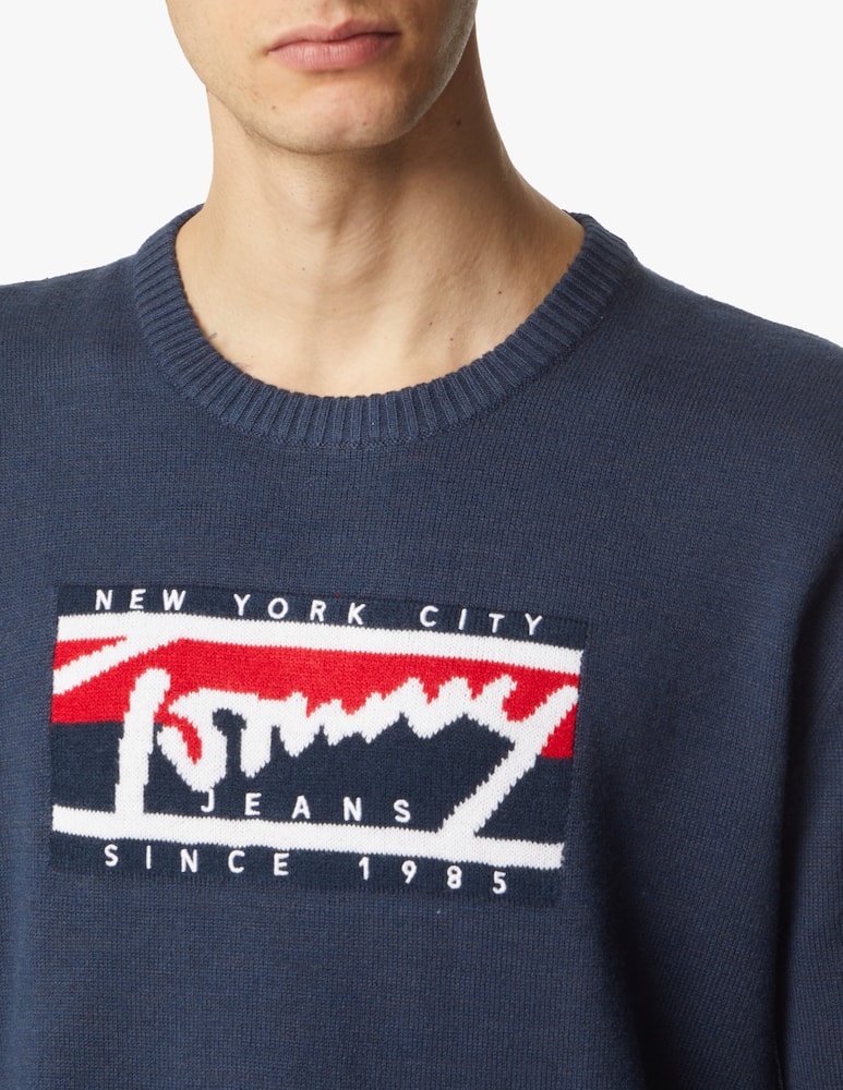 rinascente Tommy Jeans Tommy signature logo sweater - blue