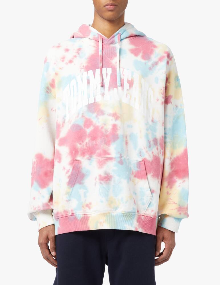 rinascente Tommy Jeans Felpa con cappuccio tie dye logo college - multicolor