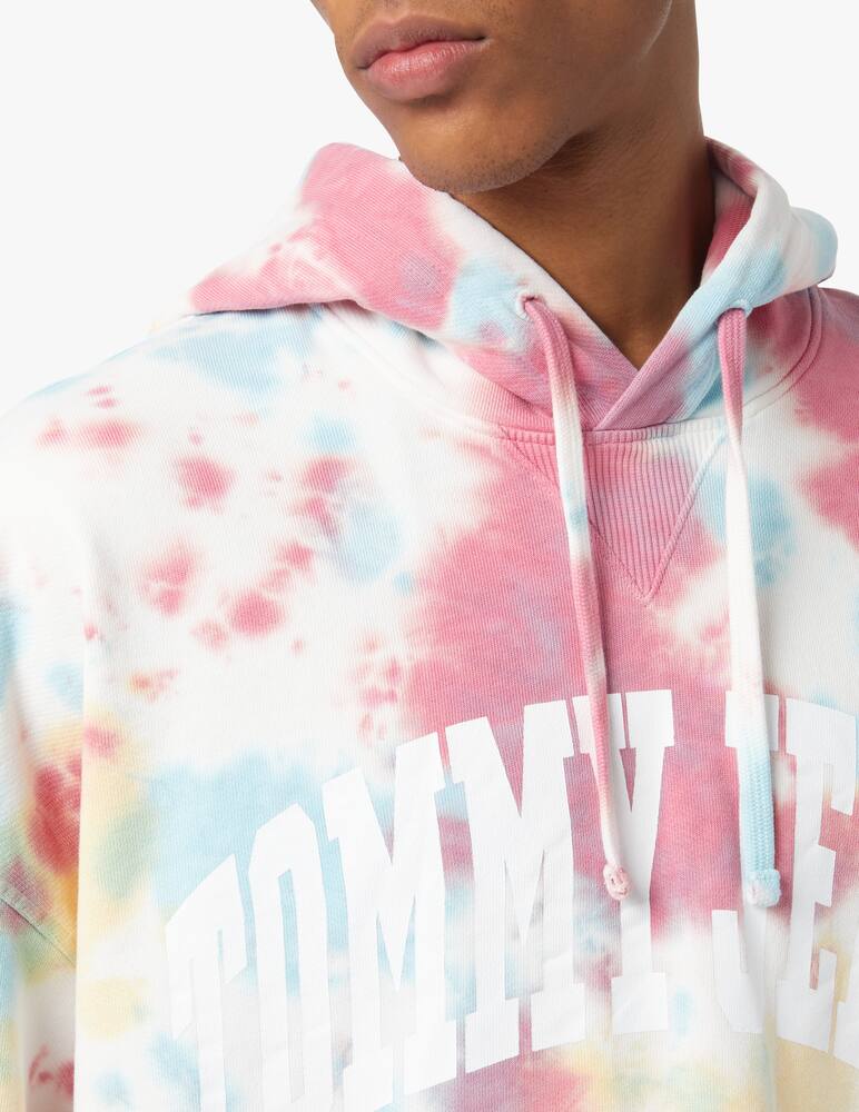 rinascente Tommy Jeans Felpa con cappuccio tie dye logo college - multicolor