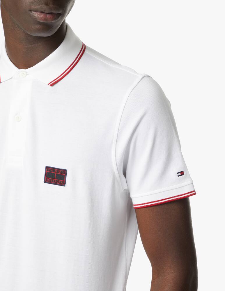 rinascente Tommy Hilfiger Polo manica corta slim tipped+badge - bianco