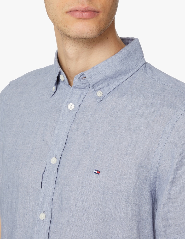 rinascente Tommy Hilfiger Linen short sleeve shirt - light blue