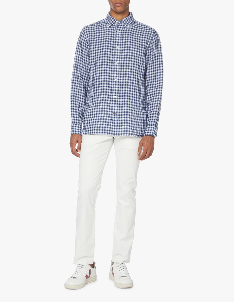 rinascente Tommy Hilfiger Gingham linen regular long sleeve shirt - multi