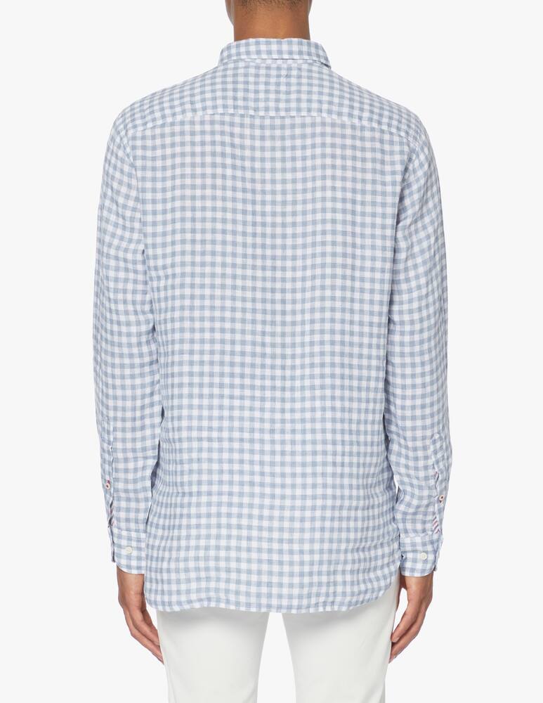 rinascente Tommy Hilfiger Long sleeve linen gingham shirt - light blue