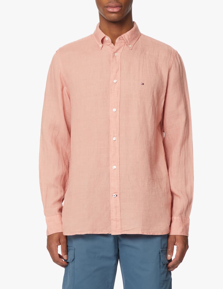 Tommy Hilfiger Camicia manica lunga regular in lino - rosa - immagine 1 Tommy Hilfiger Camicia manica lunga regular in lino - rosa - immagine 1