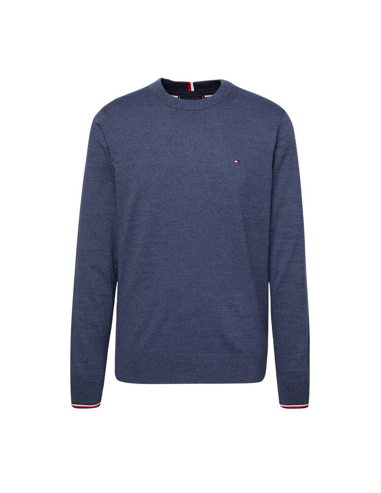 rinascente Tommy Hilfiger Wrist tipped cotton roundneck sweater - blue
