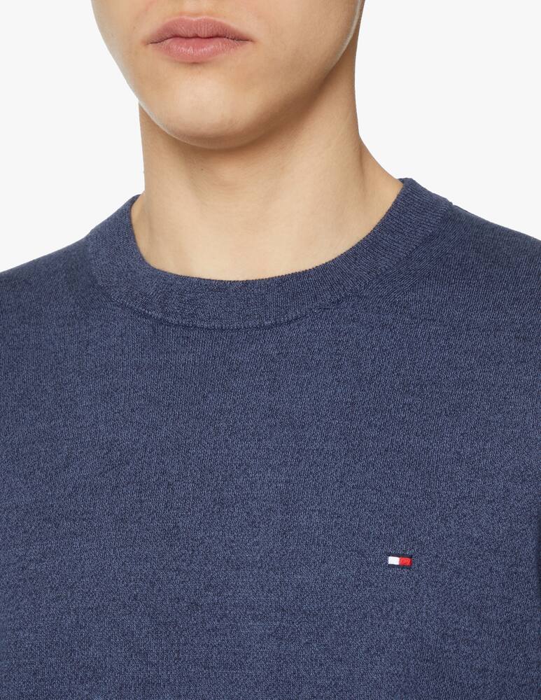 rinascente Tommy Hilfiger Wrist tipped cotton roundneck sweater - blue