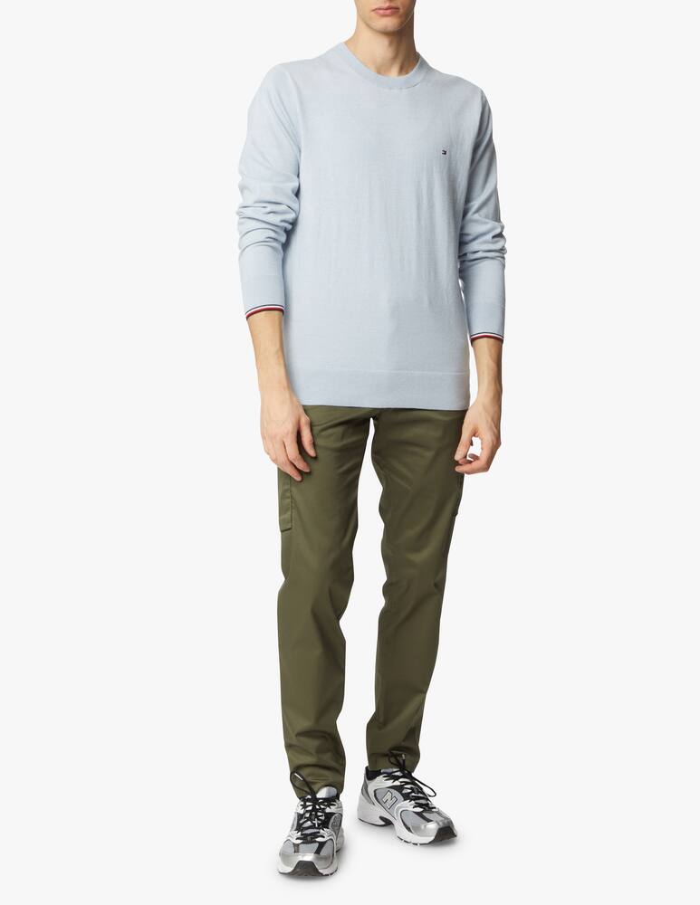 rinascente Tommy Hilfiger Maglia girocollo in cotone polso capovolto - azzurro