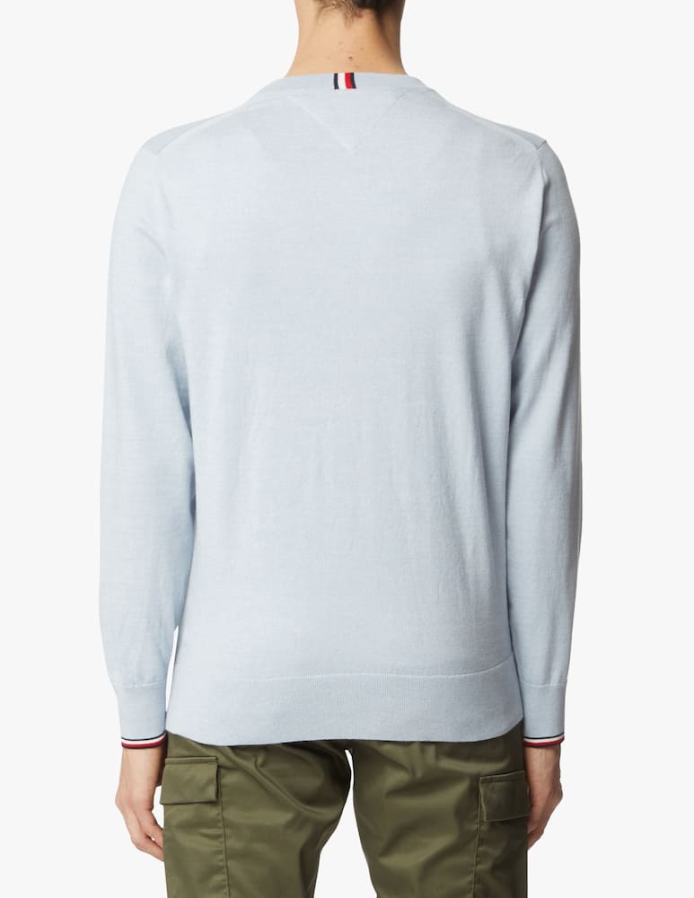 rinascente Tommy Hilfiger Maglia girocollo in cotone polso capovolto - azzurro