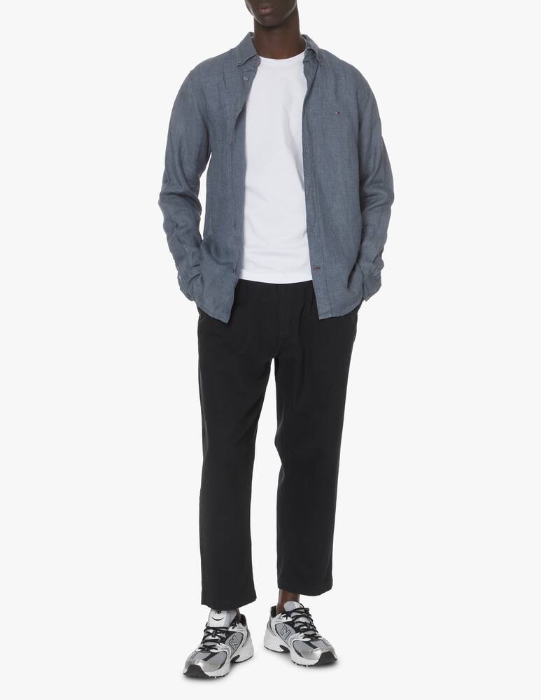 rinascente Tommy Hilfiger Linen regular long sleeve shirt - blue