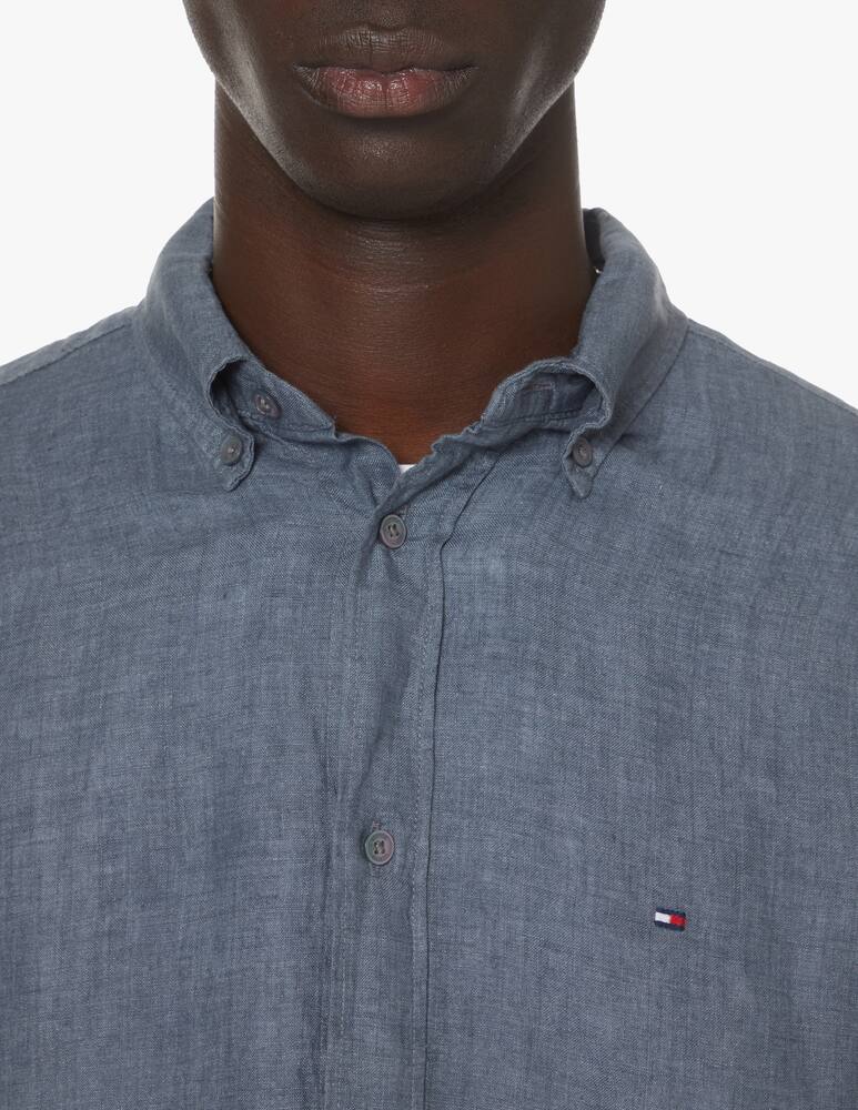 rinascente Tommy Hilfiger Linen regular long sleeve shirt - blue
