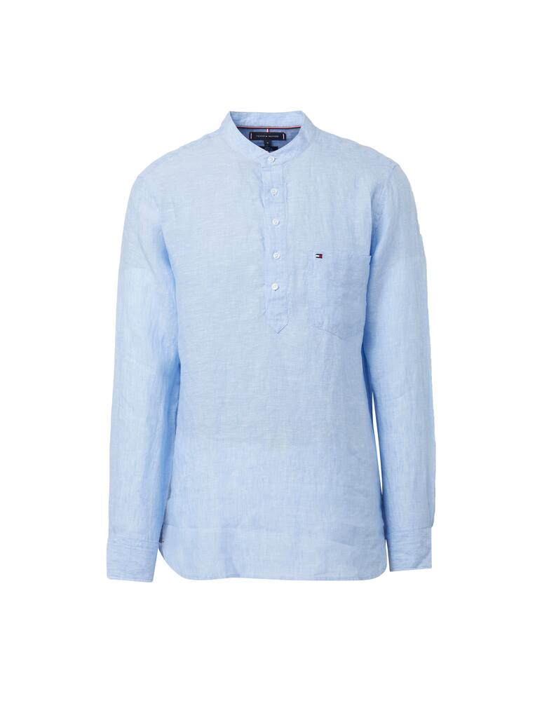 rinascente Tommy Hilfiger Camicia manica lunga regular 100% lino - azzurro
