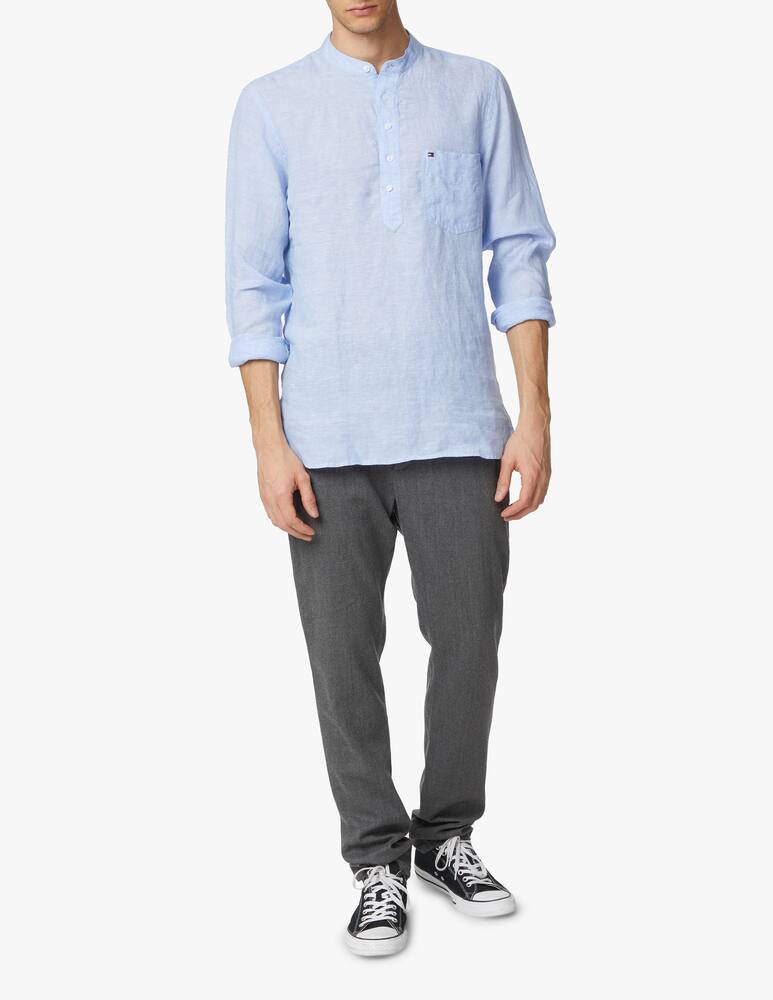 rinascente Tommy Hilfiger Camicia manica lunga regular 100% lino - azzurro