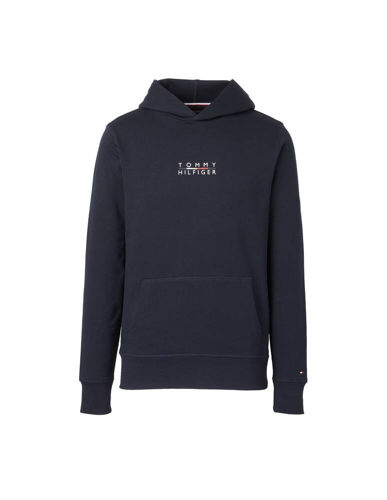 rinascente Tommy Hilfiger Felpa con cappuccio logo quadrato - blu
