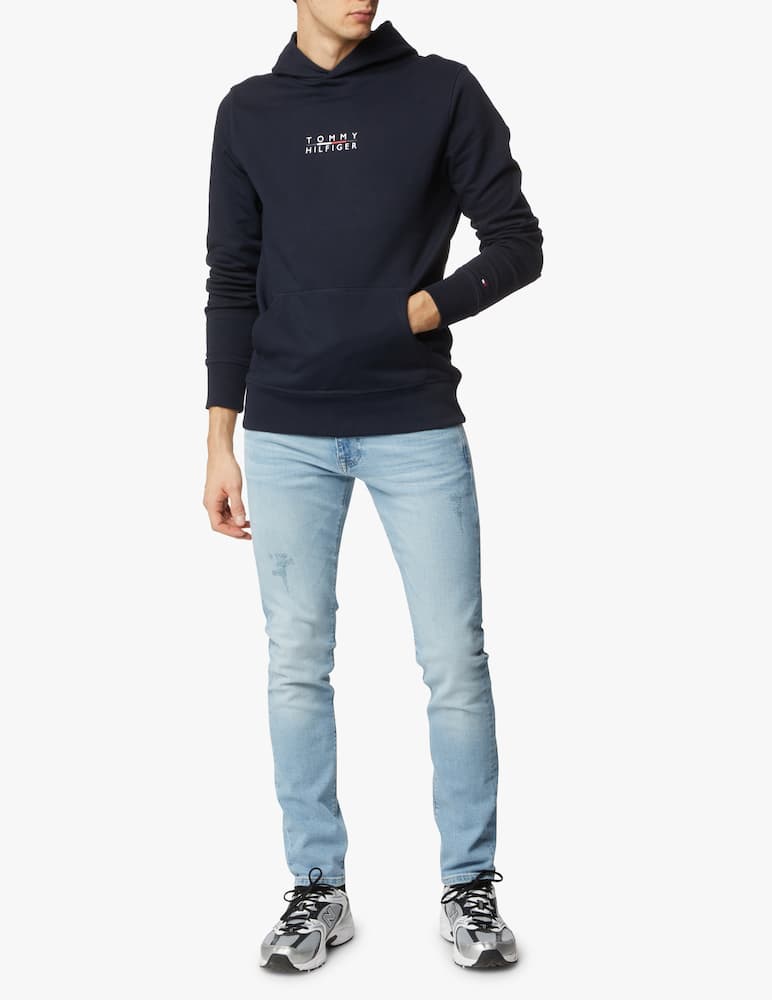 rinascente Tommy Hilfiger Felpa con cappuccio logo quadrato - blu