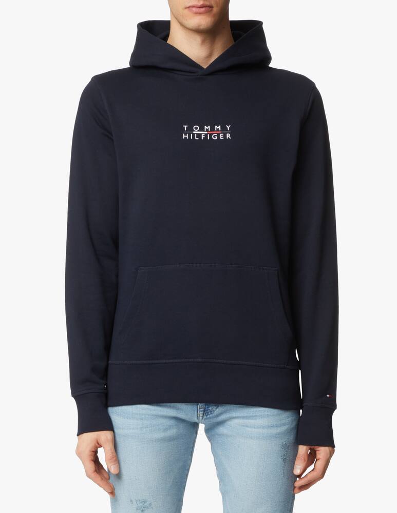 rinascente Tommy Hilfiger Felpa con cappuccio logo quadrato - blu
