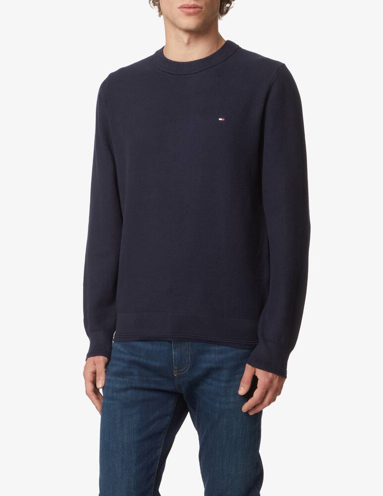 Tommy Hilfiger Maglia girocollo in cotone strutturato - Blu - immagine 1 Tommy Hilfiger Maglia girocollo in cotone strutturato - Blu - immagine 1